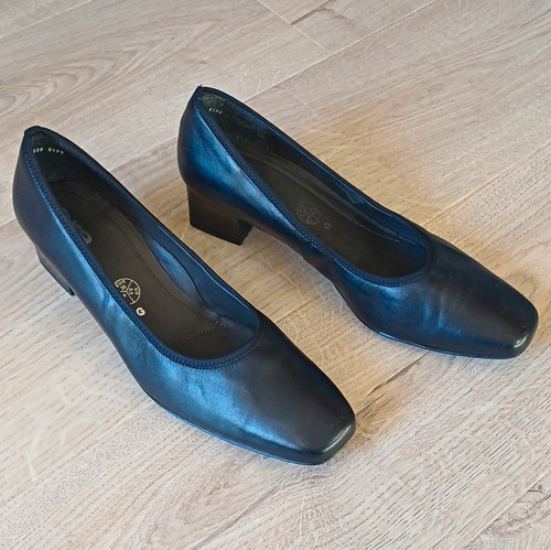 Ara black leather court - court, heels
