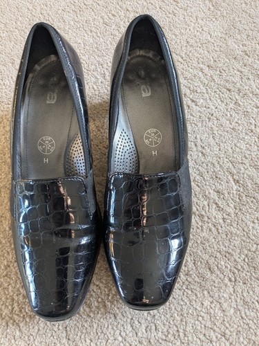 Ara black patent shoes - size, 6