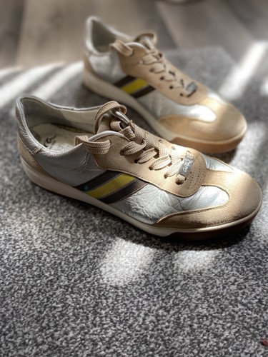 Ara silver leather trainers - ara,